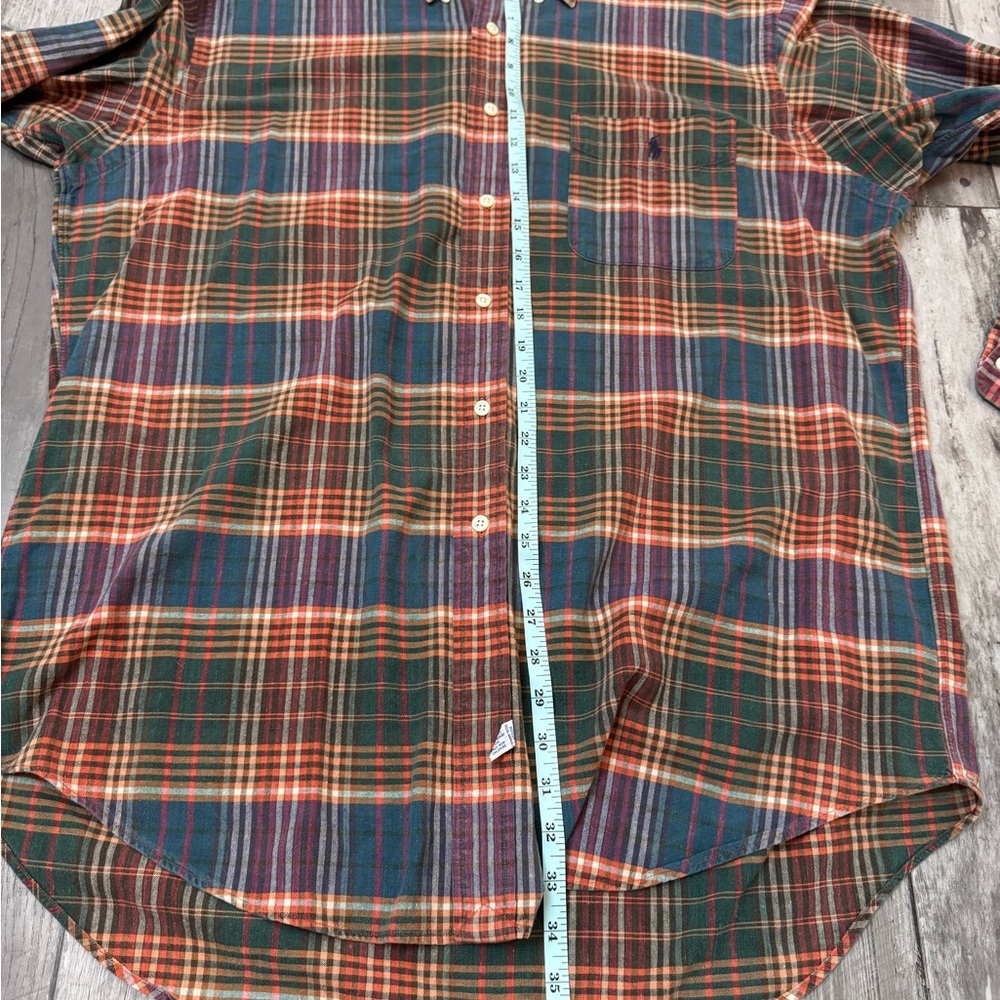 Vintage Ralph Lauren Shirt Men’s Large  Tartan Plaid  Long Sleeve Blue/Red - Picture 4 of 7